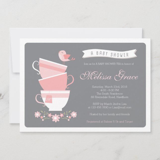 baby shower tea invitation / high tea baby shower (Front)