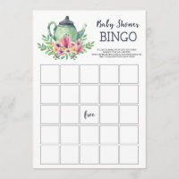 Baby Shower Tea Party Bingo Game Invitation