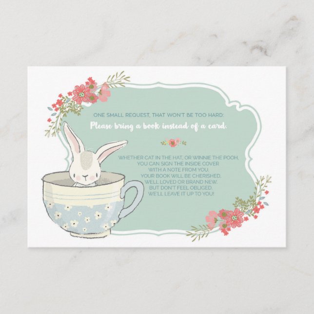 Baby Shower Tea Party Bring a Book Card Insert (Front)