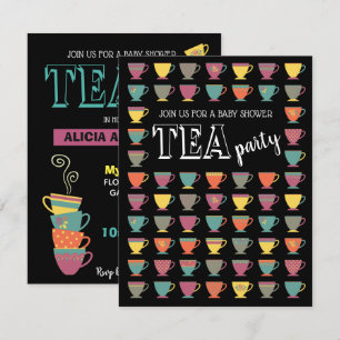 Baby Shower Tea Party colorful modern happy Invitation