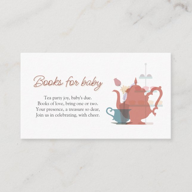 Baby Shower Tea Party Cute Minimalist Boho Neutral Enclosure Card (Front)