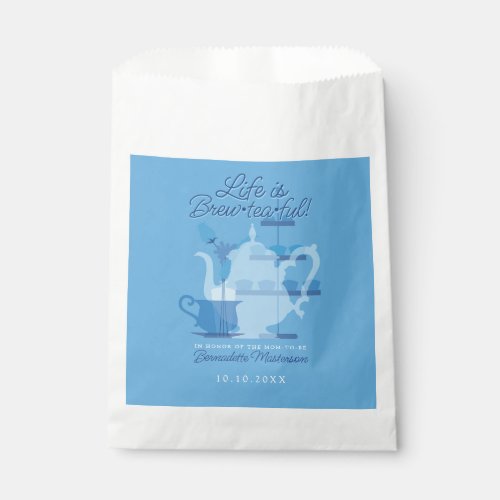Baby Shower Tea Party Cute Minimalist Chic Blue Favor Bag