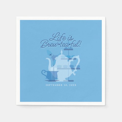 Baby Shower Tea Party Cute Minimalist Chic Blue Napkins