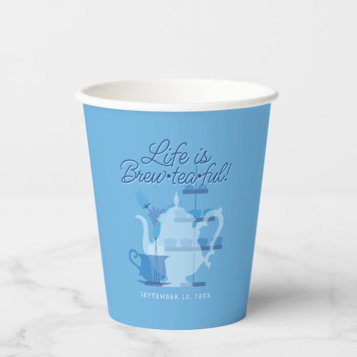 Baby Shower Tea Party Cute Minimalist Chic Blue Paper Cups