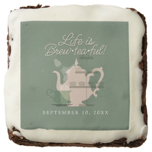 Baby Shower Tea Party Cute Minimalist Chic Green Brownie