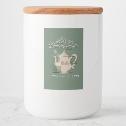 Baby Shower Tea Party Cute Minimalist Chic Green Food Label