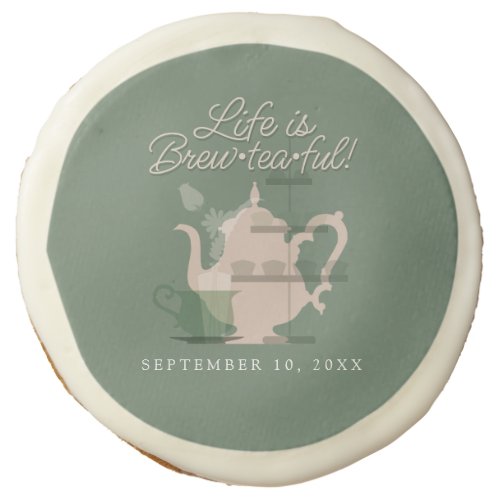 Baby Shower Tea Party Cute Minimalist Chic Green Sugar Cookie