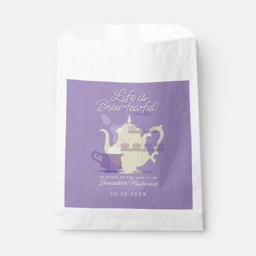 Baby Shower Tea Party Cute Minimalist Chic Purple Favor Bag