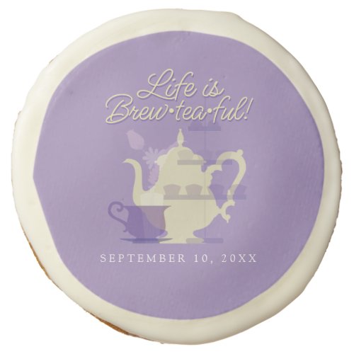 Baby Shower Tea Party Cute Minimalist Chic Purple Sugar Cookie