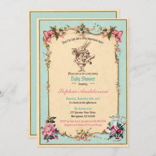 Baby shower tea party sip and see teal invitation