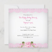 Baby Shower Tea Party Vintage Lace Pink Floral D Invitation (Back)