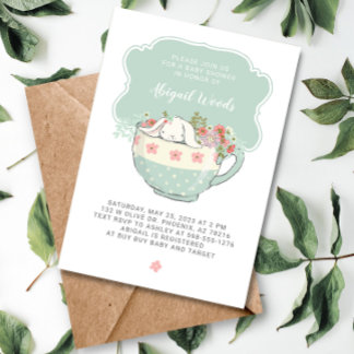 Baby Shower Tea Party White Rabbit Invitation