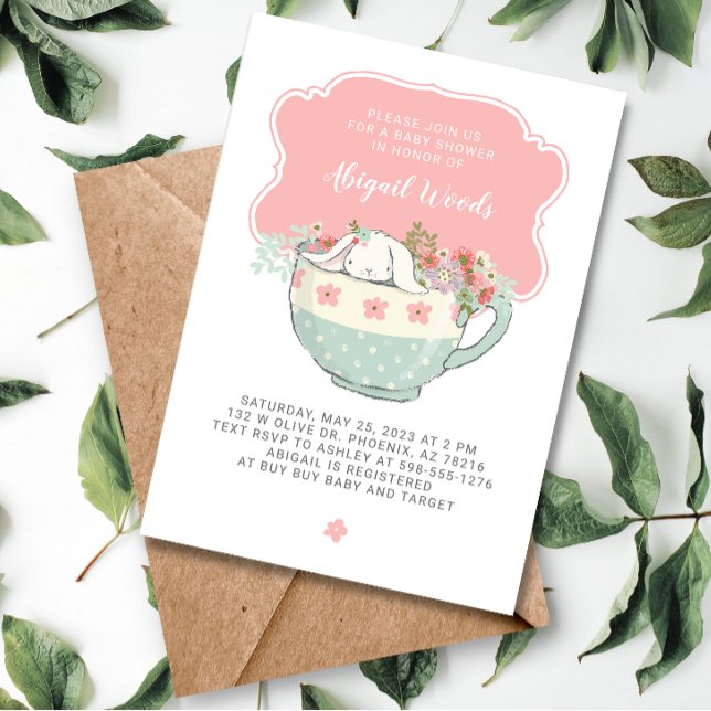 Baby Shower Tea Party White Rabbit Invitation (Creator Uploaded)