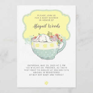 Baby Shower Tea Party White Rabbit Invitation