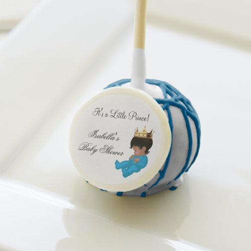 Baby Shower Teal Blue Gold Boy crown prince Cake Pops