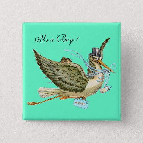 BABY SHOWER Teal Green  Its a Boy Button