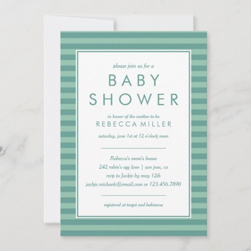 Baby Shower  Teal Stripes Invitation