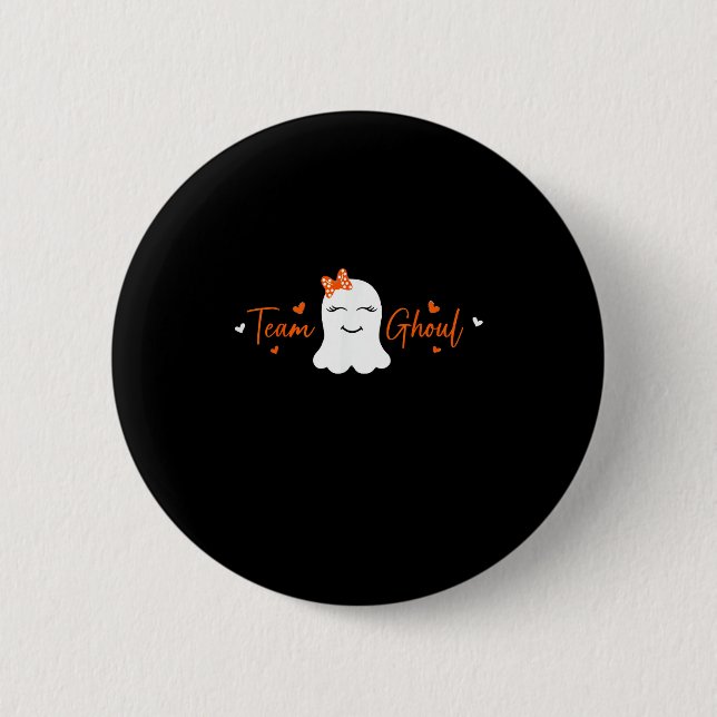 Baby Shower Team Girl Halloween Gender Reveal Team Button (Front)