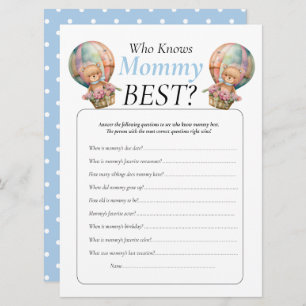 Baby Shower teddy balloons Boy Who Knows Mommy Invitation