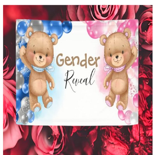 Baby Shower Teddy Balloons Gender Reveal   Banner