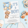 Baby Shower Teddy Bear Balloon Boy Invitation