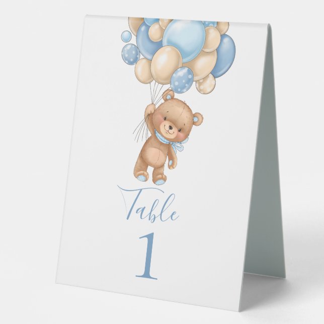 Baby Shower Teddy Bear Balloon Table Tent Sign (Front)