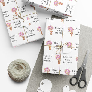 BABY SHOWER Teddy Bear Balloon Theme Personalized Wrapping Paper