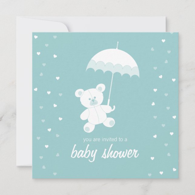 Baby Shower Teddy Bear Blue / Any Color invitation (Front)