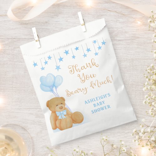 Baby Shower Teddy Bear Blue Stars Thank You Favor Bag