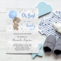 Boy Teddy Bear Baby Shower Invitation With Free Diaper Raffle -  Norway