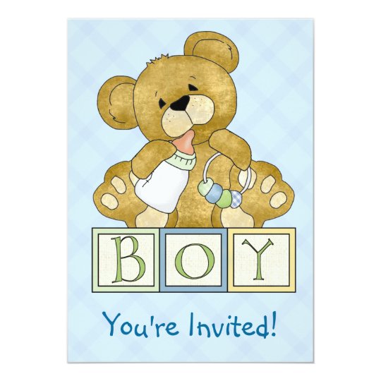 Baby Shower Teddy Bear Boy Card | Zazzle