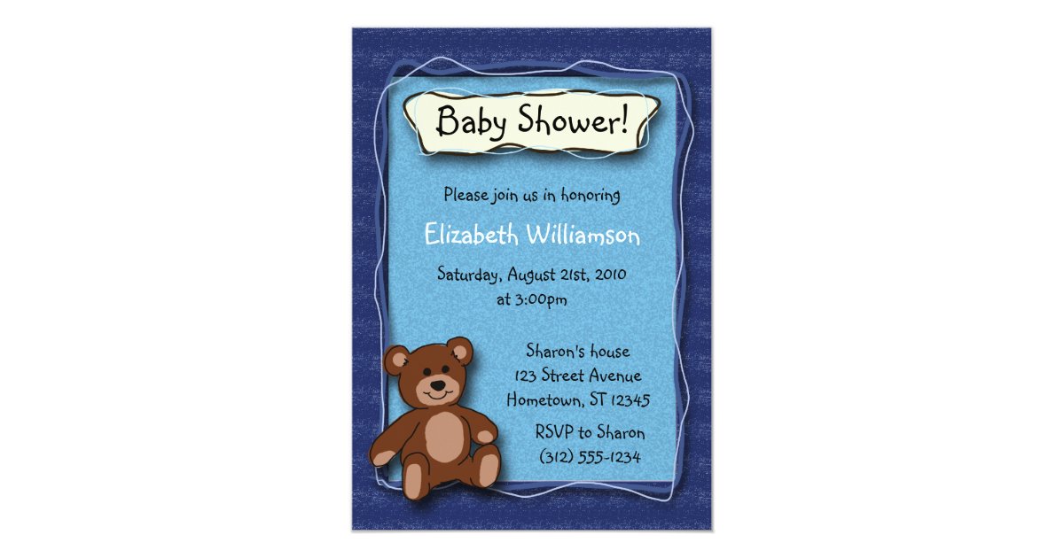 Baby Shower Teddy Bear (Boy) invitations