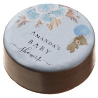 Baby Shower teddy bear boy pampas grass blue Chocolate Covered Oreo