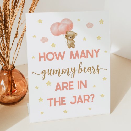 Baby Shower Teddy Bear How Many Gummy Bears Game Pedestal Sign