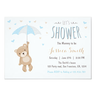 Teddy Bear Baby Shower Invitations Zazzle Baby Shower Teddy Bear Invitation Boy Blue