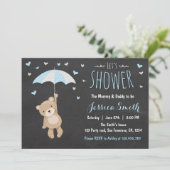 Baby Shower Teddy Bear Invitation Baby Boy Blue (Standing Front)