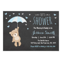 Baby Shower Teddy Bear Invitation Baby Boy Blue