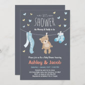 Baby Shower Teddy Bear Invitation Blue Boy shower (Front/Back)