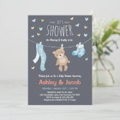 Baby Shower Teddy Bear Invitation Blue Boy shower (Standing Front)