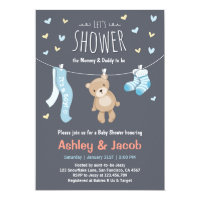 Baby Shower Teddy Bear Invitation Blue Boy shower