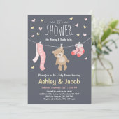 Baby Shower Teddy Bear Invitation Pink Girl shower (Standing Front)