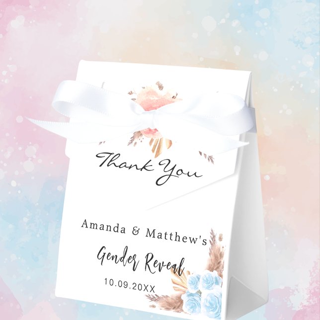 Baby Shower teddy bear pampas grass blush floral Favor Boxes (Creator Uploaded)