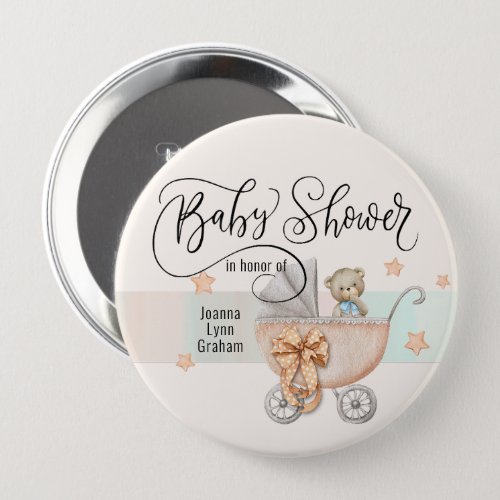 Baby Shower Teddy Bear Personalized 4 Button