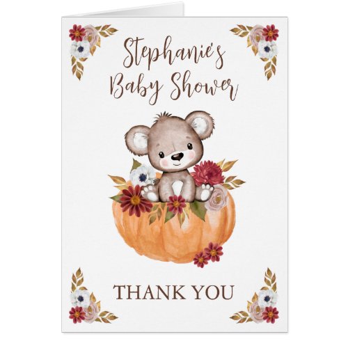 Baby Shower Teddy Bear Pumpkin Fall Thank You
