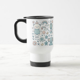 Baby Shower Teddy Bear Rainbow Travel Mug