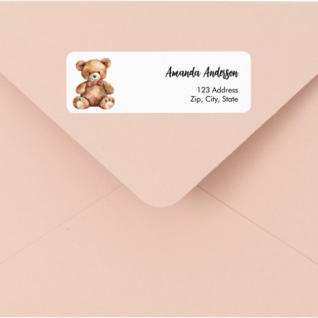 Baby Shower teddy bear return address Label (Creator Uploaded)