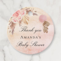 Baby Shower teddy blush pampas grass thank you Favor Tags