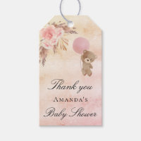 Baby Shower teddy blush pampas grass thank you  Gift Tags