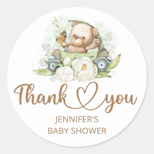 Baby Shower Teddy Boy Baby Bear Classic Round Sticker