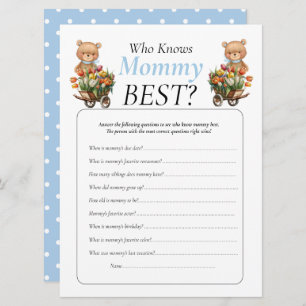 Baby Shower teddy Floral Boy Who Knows Mommy Invitation
